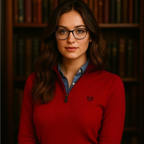 Bright nautical red chaps quarter zip elbow padded sweater men’s medium - Picture 9 of 9